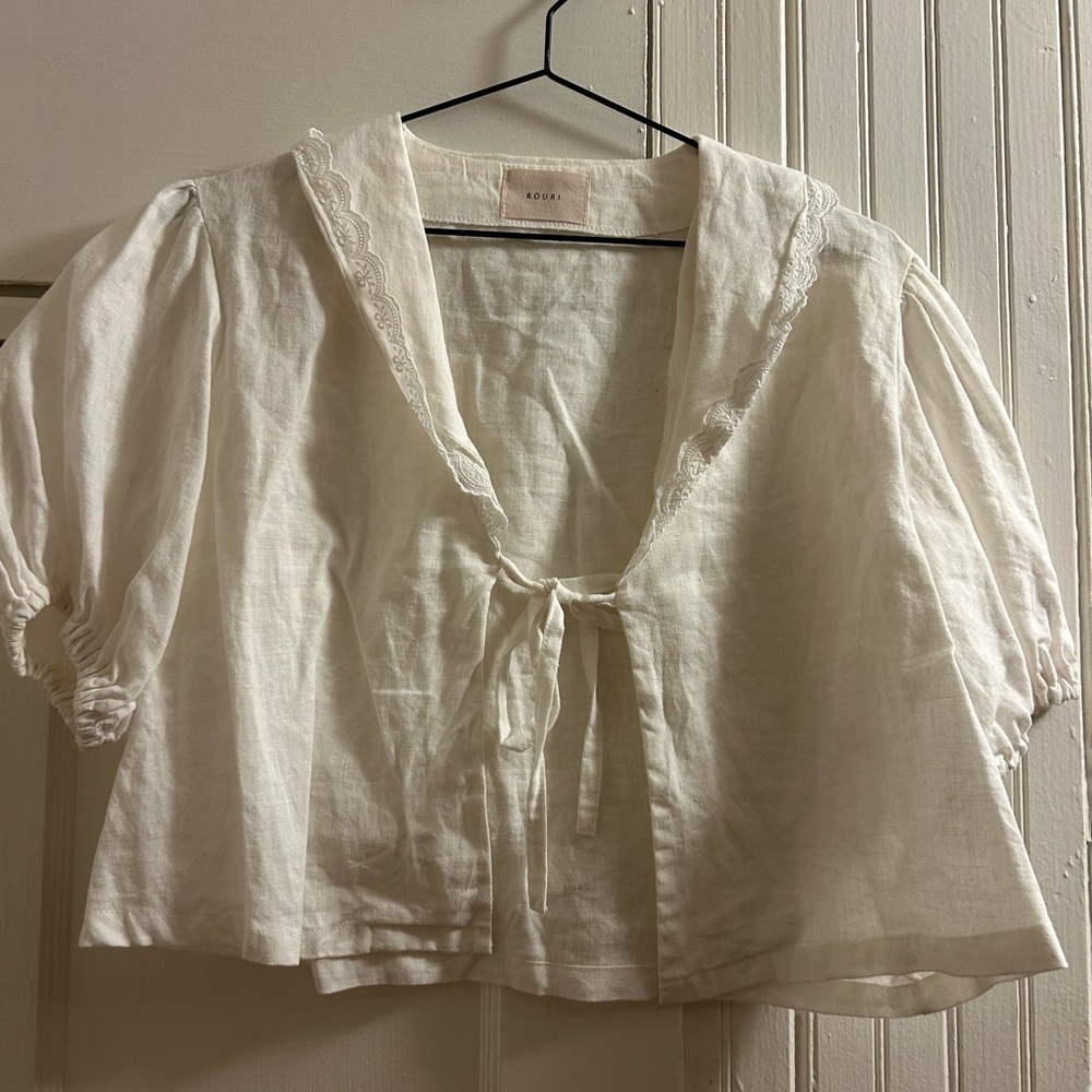 Elegant White Blouse with Tie Front